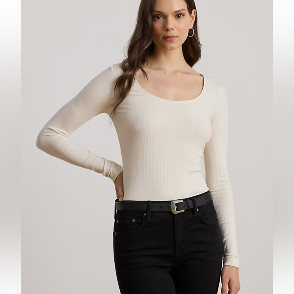Lauren Ralph Lauren ribbed scoopneck top